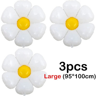 3/1бр. Балон с цвете от бяла маргаритка Многоразмерни балони от слънчогледово фолио Хелиева топка Дете Честит рожден ден Парти Декорация за бебешки душ