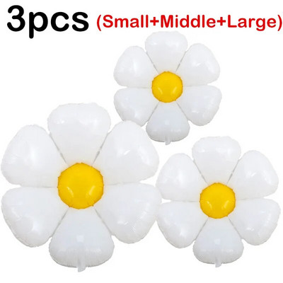3/1бр. Балон с цвете от бяла маргаритка Многоразмерни балони от слънчогледово фолио Хелиева топка Дете Честит рожден ден Парти Декорация за бебешки душ