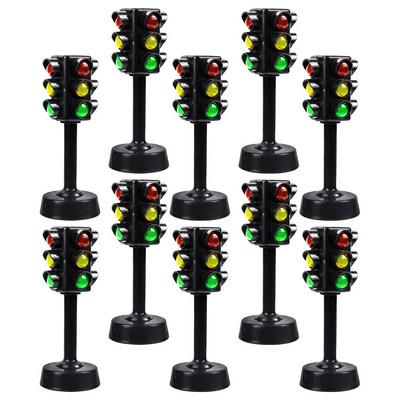 10/12 db közlekedési lámpa modell gyerek táblák játék szimuláció mikrojáték szett kisgyermek hasizmok színlelés játék átkelő jelző modellek mini játékok