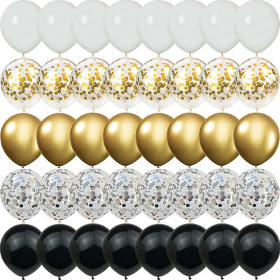 40 vnt. sidabro perlamutrinio metalo latekso vakarėlio konfeti balionai gimtadienio vestuvėms BabyShower dekoracijos Naujųjų metų Globos