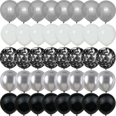 40 vnt. sidabro perlamutrinio metalo latekso vakarėlio konfeti balionai gimtadienio vestuvėms BabyShower dekoracijos Naujųjų metų Globos