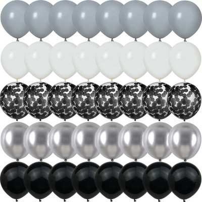 40 vnt. sidabro perlamutrinio metalo latekso vakarėlio konfeti balionai gimtadienio vestuvėms BabyShower dekoracijos Naujųjų metų Globos