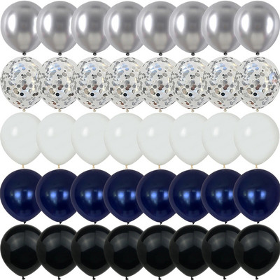 40 vnt. sidabro perlamutrinio metalo latekso vakarėlio konfeti balionai gimtadienio vestuvėms BabyShower dekoracijos Naujųjų metų Globos