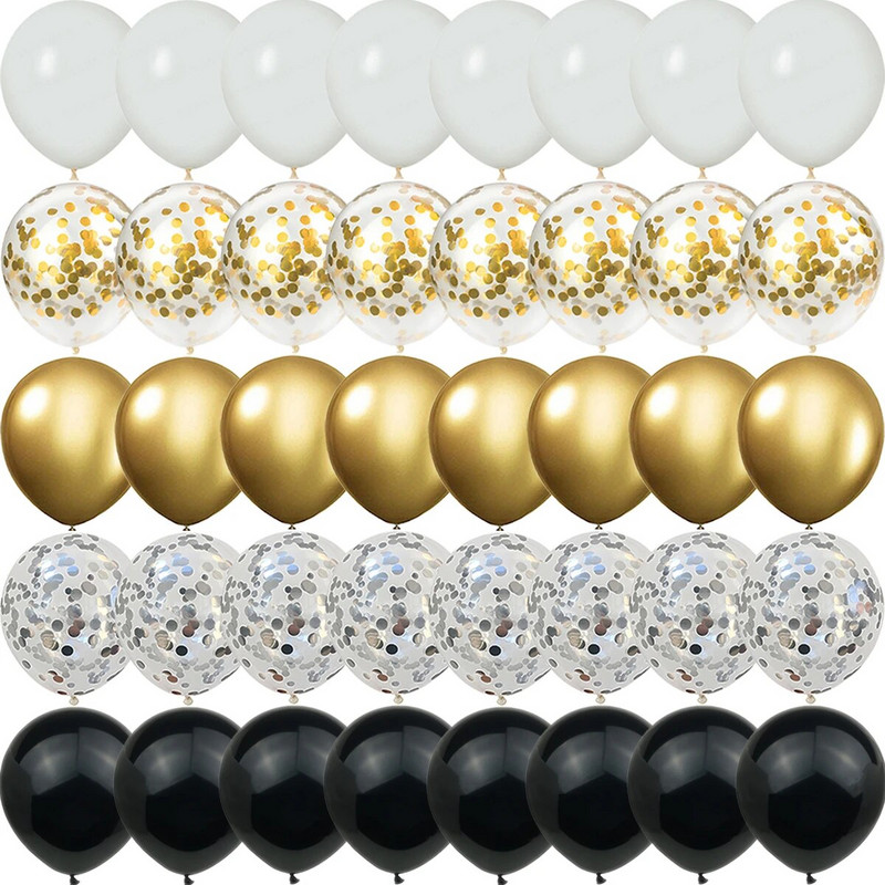 40 vnt. sidabro perlamutrinio metalo latekso vakarėlio konfeti balionai gimtadienio vestuvėms BabyShower dekoracijos Naujųjų metų Globos