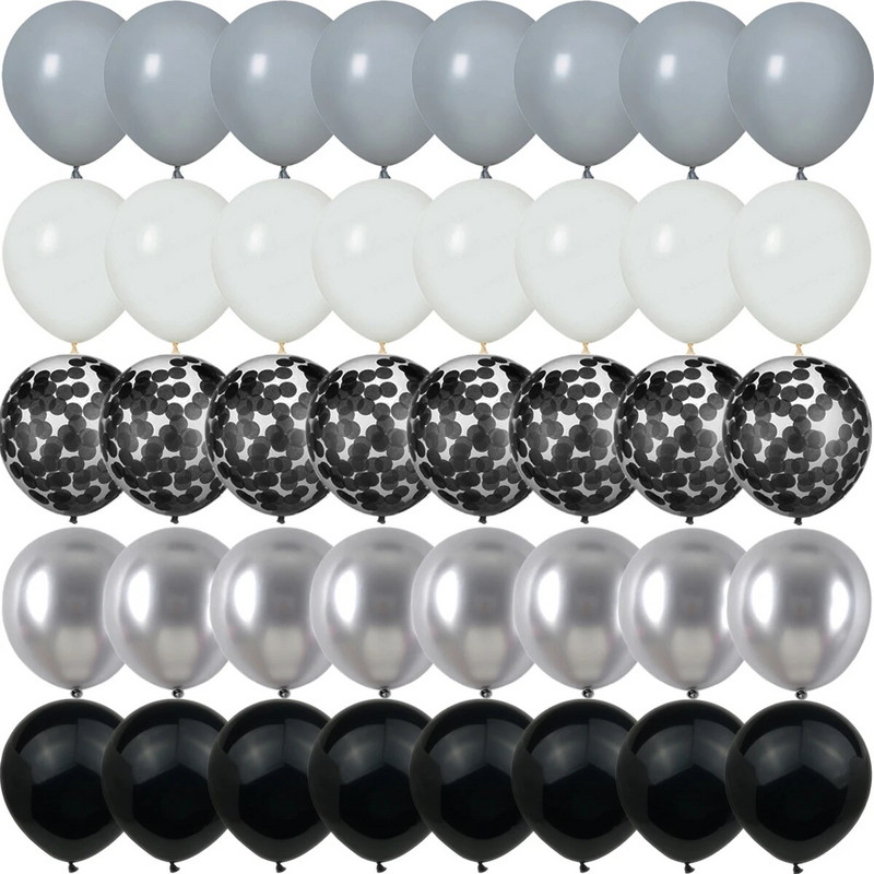 40 vnt. sidabro perlamutrinio metalo latekso vakarėlio konfeti balionai gimtadienio vestuvėms BabyShower dekoracijos Naujųjų metų Globos
