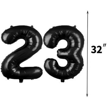 Черен Честит рожден ден Номер Фолиеви балони Възрастни Деца Декорации за парти Жени Мъже 10 11 12 13 15 18 20 25 30 35 40 50 60 години