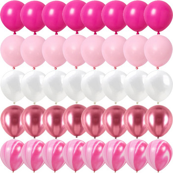 Ροζ ροζ μεταλλικό λατέξ κομφετί κομφετί μπαλόνια Διακοσμήσεις γάμου Matte Globos Διακοσμήσεις για πάρτι γενεθλίων για το νέο έτος