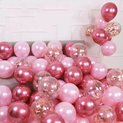 15 vnt rožinės spalvos konfeti metaliniai latekso balionai su gimtadieniu vakarėlio dekoracijos suaugusiems vaikams berniukui mergaitei kūdikio dušo reikmenys vestuvėms