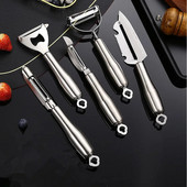 Rozsdamentes acél Zöldségek Gyümölcshámozó Kétfejű többfunkciós bőrgyalu vastagított nyelű Konyhai szerszámok Kiegészítők