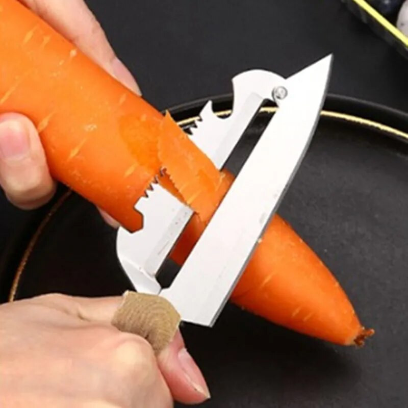 Rozsdamentes acél Zöldségek Gyümölcshámozó Kétfejű többfunkciós bőrgyalu vastagított nyelű Konyhai szerszámok Kiegészítők