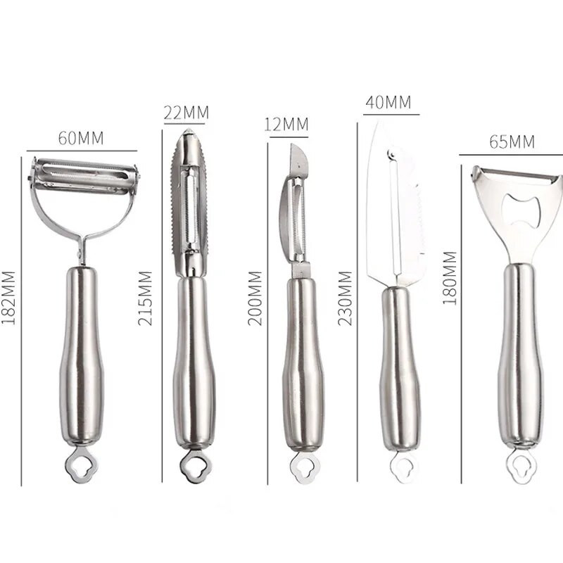 Rozsdamentes acél Zöldségek Gyümölcshámozó Kétfejű többfunkciós bőrgyalu vastagított nyelű Konyhai szerszámok Kiegészítők