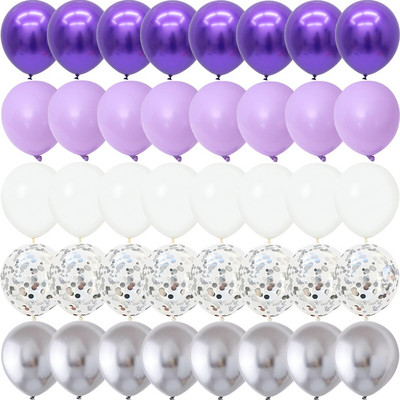 40 KOM Božićni srebrni bijeli ljubičasti metalni baloni s konfetima od lateksa Ukrasi za vjenčanje Mat Globos Ukrasi za rođendanske zabave