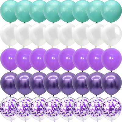40 de bucăți The Mermaid Theme Party Baloane violet albastru confetti Halloween Crăciun Anul Nou Decoratiuni pentru petrecere Globos