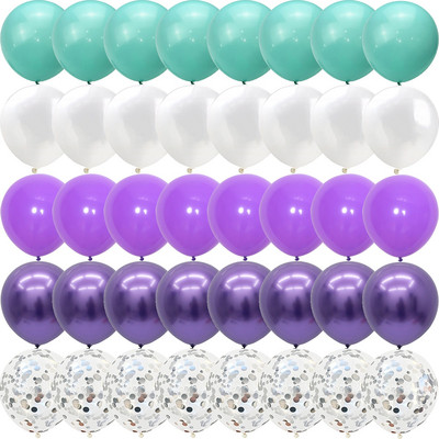 40 de bucăți The Mermaid Theme Party Baloane violet albastru confetti Halloween Crăciun Anul Nou Decoratiuni pentru petrecere Globos