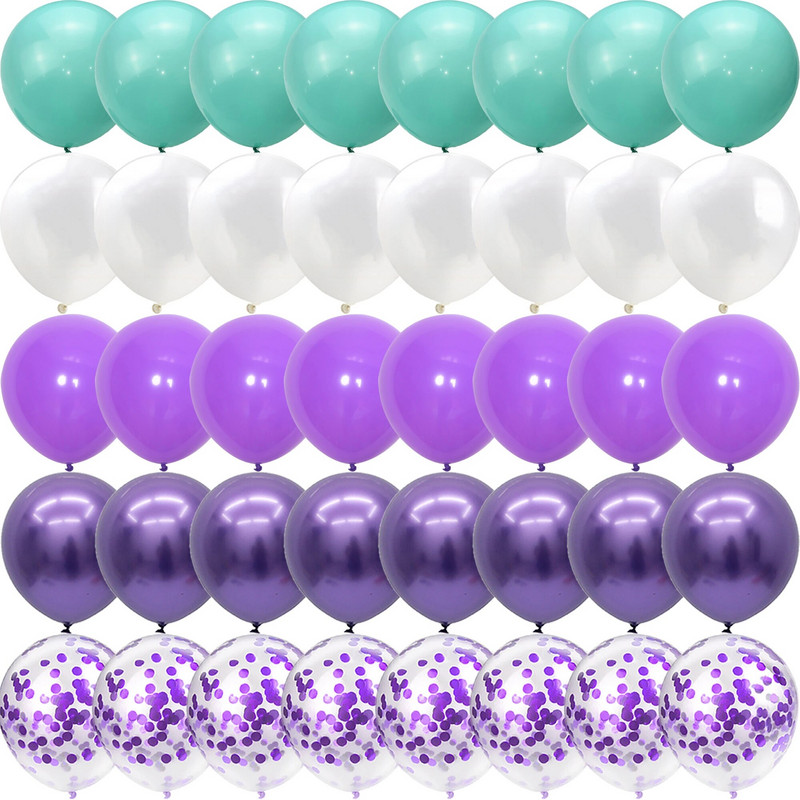 40 de bucăți The Mermaid Theme Party Baloane violet albastru confetti Halloween Crăciun Anul Nou Decoratiuni pentru petrecere Globos