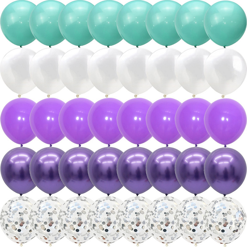 40 de bucăți The Mermaid Theme Party Baloane violet albastru confetti Halloween Crăciun Anul Nou Decoratiuni pentru petrecere Globos