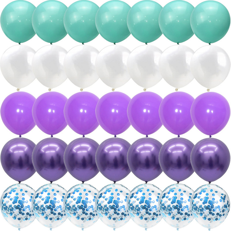 40 de bucăți The Mermaid Theme Party Baloane violet albastru confetti Halloween Crăciun Anul Nou Decoratiuni pentru petrecere Globos