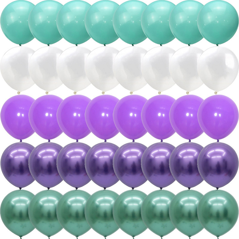 40 de bucăți The Mermaid Theme Party Baloane violet albastru confetti Halloween Crăciun Anul Nou Decoratiuni pentru petrecere Globos