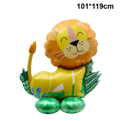 4D în picioare, leu mare, dinozaur, animale din folie, baloane decorative uriașe pentru copii, junglă, safari, decorațiuni pentru petrecerea de aniversare Globos