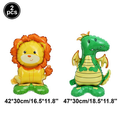 4D în picioare, leu mare, dinozaur, animale din folie, baloane decorative uriașe pentru copii, junglă, safari, decorațiuni pentru petrecerea de aniversare Globos