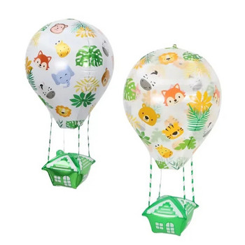 Γελοιογραφία 4D ταινία αλουμινίου Animal Hot Air Balloon Ζούγκλα Ζώα Μπαλόνια ηλίου Διακόσμηση πάρτι γενεθλίων Παιδικά παιχνίδια Globos