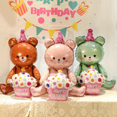 Urs din desene animate Tort Baloane din folie Baby Shower Nunta Ziua de naștere Recuzită foto Decor Scenă Tort Lumânare Tort de aniversare Balon