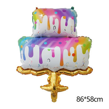 Карикатура Мечка Торта Фолио Балони Baby Shower Сватба Рожден ден Парти Снимка Реквизит Сцена Декор Свещ Торта Торта за рожден ден Балон