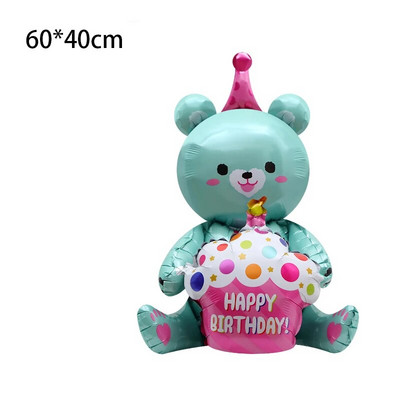 Urs din desene animate Tort Baloane din folie Baby Shower Nunta Ziua de naștere Recuzită foto Decor Scenă Tort Lumânare Tort de aniversare Balon