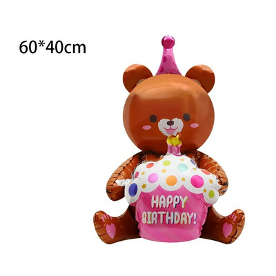 Urs din desene animate Tort Baloane din folie Baby Shower Nunta Ziua de naștere Recuzită foto Decor Scenă Tort Lumânare Tort de aniversare Balon