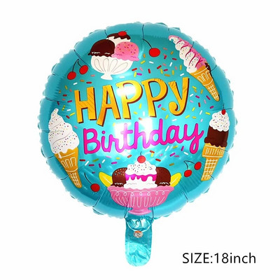 Balon rotund din folie de aluminiu cu fructe de 18 inchi, pentru copii, cu desene animate, balon de jucărie, petrecere de aniversare, petrecere de vacanță, aspect grădiniță