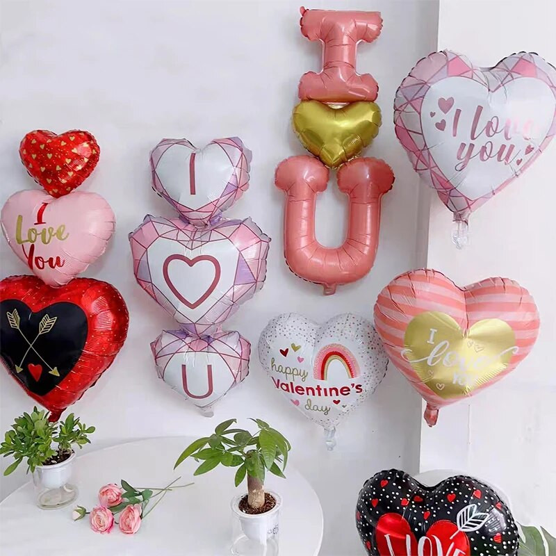 Südamekujulised fooliumist õhupallid Head sõbrapäeva peoruumi kaunistamine sünnipäevaks pulma-aastapäevaks I LOVE YOU õhupall