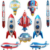 Repülőgép téma alumínium film léggömb rajzfilm rakéta repülőgép hélium léggömb születésnapi parti dekoráció labda gyerekjátékok