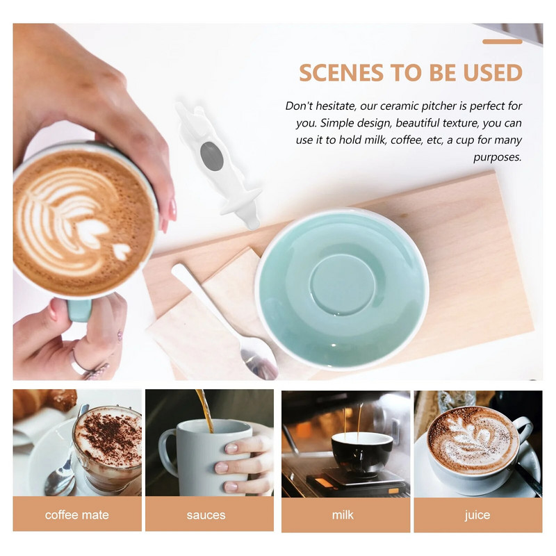 Keraminis pieno ąsotis karvės kavos puodelis padažo padažo dozatorius putojimo indas valties dubuo