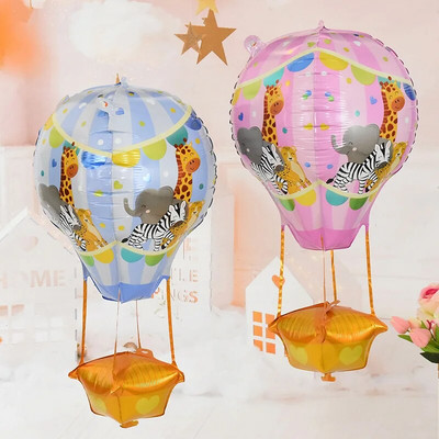Karikatūra 4D dzīvnieku alumīnija plēve karstā gaisa balons bērnu dzimšanas dienas ballītes dekorācija vienradzis žirafe zilonis zebra balons rotaļlietas