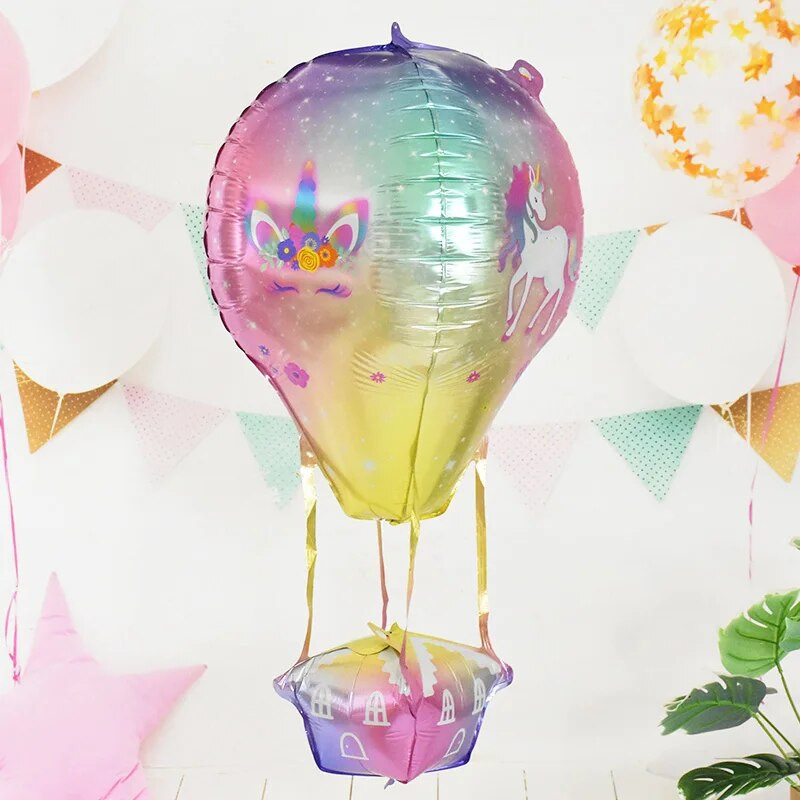 Karikatūra 4D dzīvnieku alumīnija plēve karstā gaisa balons bērnu dzimšanas dienas ballītes dekorācija vienradzis žirafe zilonis zebra balons rotaļlietas