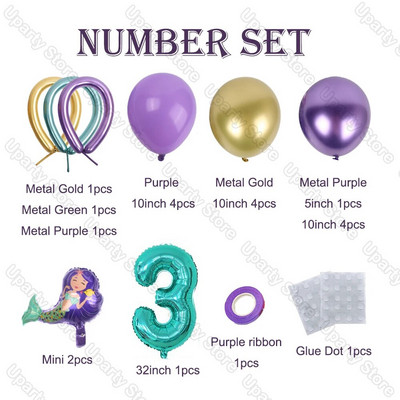 22 vnt. / rinkinys Undinėlės balionai dideli Tiffany mėlynos spalvos folijos gaubliai gimtadienio dekoro Undinėlės gimtadienio balionai kūdikio dušo dekoracijos