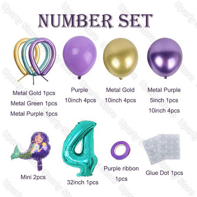 22 vnt. / rinkinys Undinėlės balionai dideli Tiffany mėlynos spalvos folijos gaubliai gimtadienio dekoro Undinėlės gimtadienio balionai kūdikio dušo dekoracijos