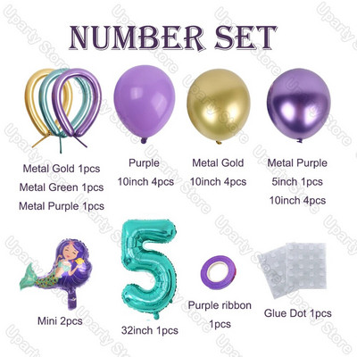 22 vnt. / rinkinys Undinėlės balionai dideli Tiffany mėlynos spalvos folijos gaubliai gimtadienio dekoro Undinėlės gimtadienio balionai kūdikio dušo dekoracijos