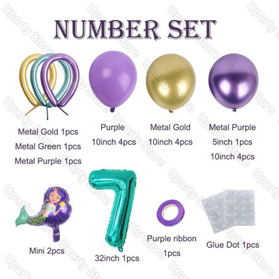 22 vnt. / rinkinys Undinėlės balionai dideli Tiffany mėlynos spalvos folijos gaubliai gimtadienio dekoro Undinėlės gimtadienio balionai kūdikio dušo dekoracijos