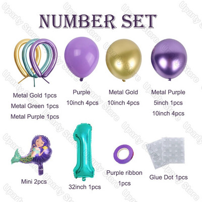 22 vnt. / rinkinys Undinėlės balionai dideli Tiffany mėlynos spalvos folijos gaubliai gimtadienio dekoro Undinėlės gimtadienio balionai kūdikio dušo dekoracijos