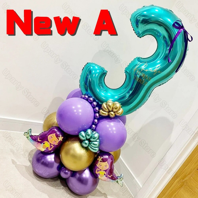 22 vnt. / rinkinys Undinėlės balionai dideli Tiffany mėlynos spalvos folijos gaubliai gimtadienio dekoro Undinėlės gimtadienio balionai kūdikio dušo dekoracijos