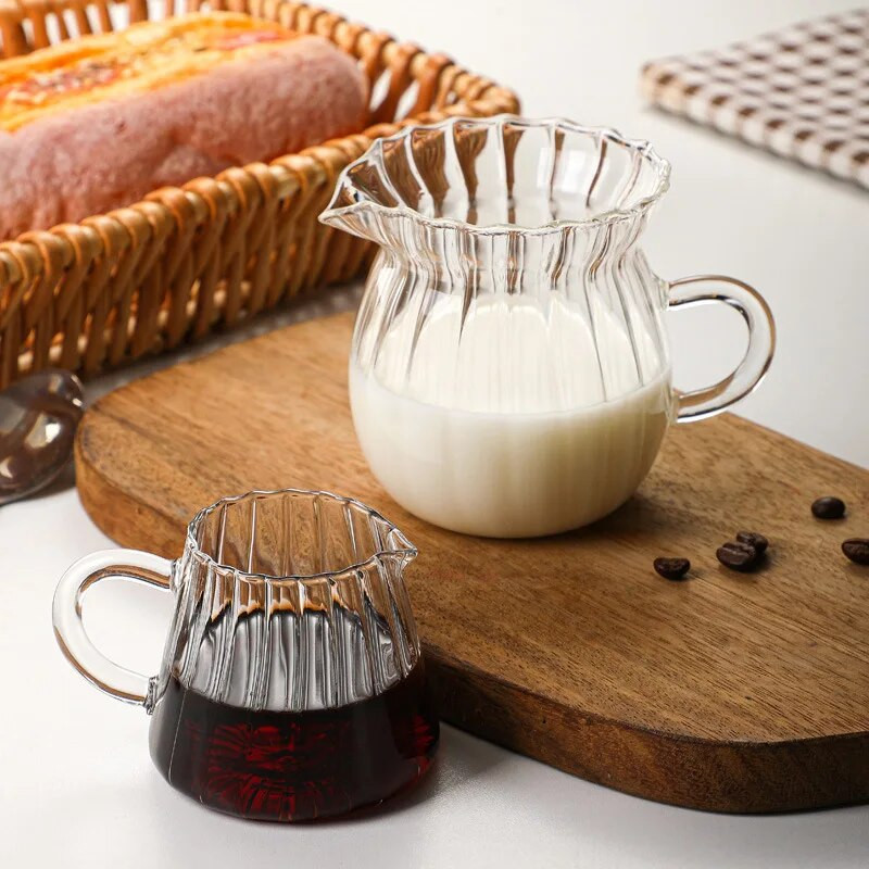 Talijanska staklena šalica za mlijeko, mini lonac za mlijeko, šiljasta usta, mali lonac za mlijeko s ručkom, mjerna čaša za ekstrakciju, šalica za unce, ploča za kavu