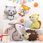 Dzīvnieku tēmas folijas balons Briedis Trusis Vāvere Safari ballītes dekorēšana Pieaugušiem Bērnu dzimšanas dienas dekorēšanas piederumi Hēlija baloni