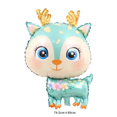 Dzīvnieku tēmas folijas balons Briedis Trusis Vāvere Safari ballītes dekorēšana Pieaugušiem Bērnu dzimšanas dienas dekorēšanas piederumi Hēlija baloni