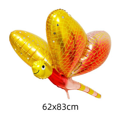 3D pillangó szitakötő alumínium film léggömb repülő rovar madár gyerekeknek ajándék születésnapi bulihoz, lakberendezési kellékek