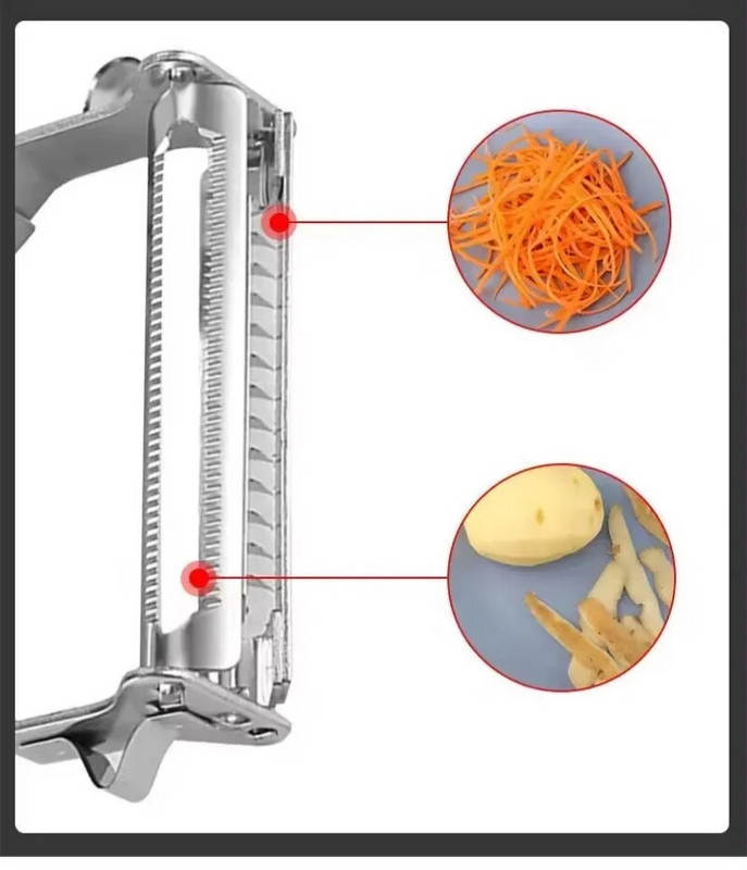 4 AZ 1-BEN Gyümölcs-zöldség hámozó rozsdamentes acél sárgarépa reszelő Kétfejű konyhai kütyük Dinnye Uborka Burgonyaszeletelő Otthoni eszközök