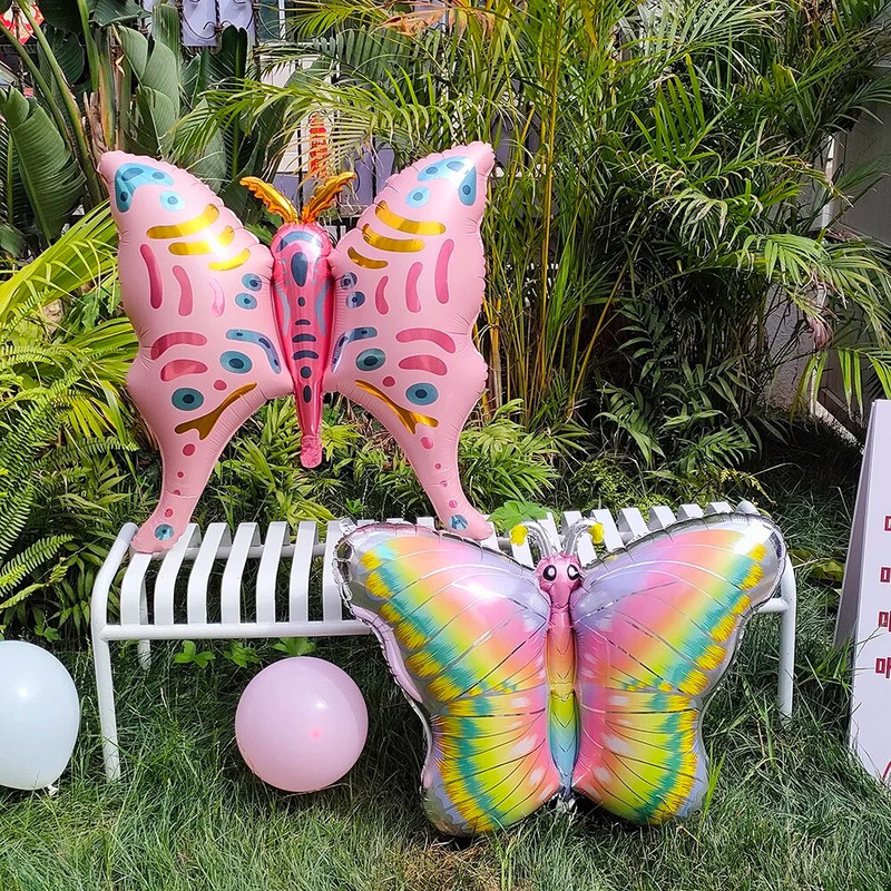 Μεγάλα μπαλόνια με φύλλο αλουμινίου πεταλούδα Πολύχρωμο μπαλόνι πεταλούδα Διακοσμήσεις γάμου γενεθλίων Baby Shower Globos Παιδικό παιχνίδι