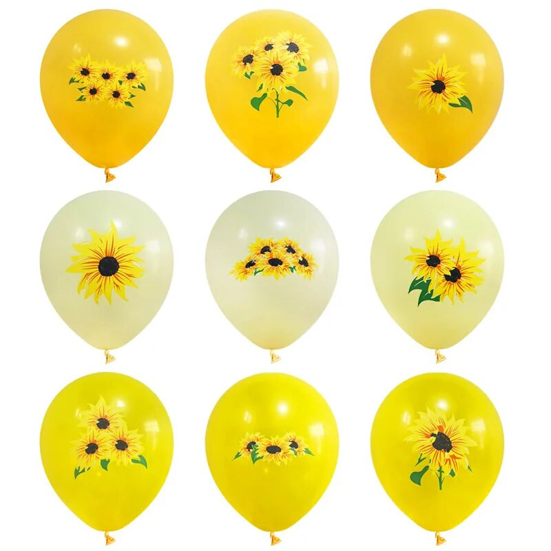 Saulėgrąžų teminiai vakarėlio balionai, gimtadienio dekoravimas, saulėgrąžų balionai, 9 vnt.