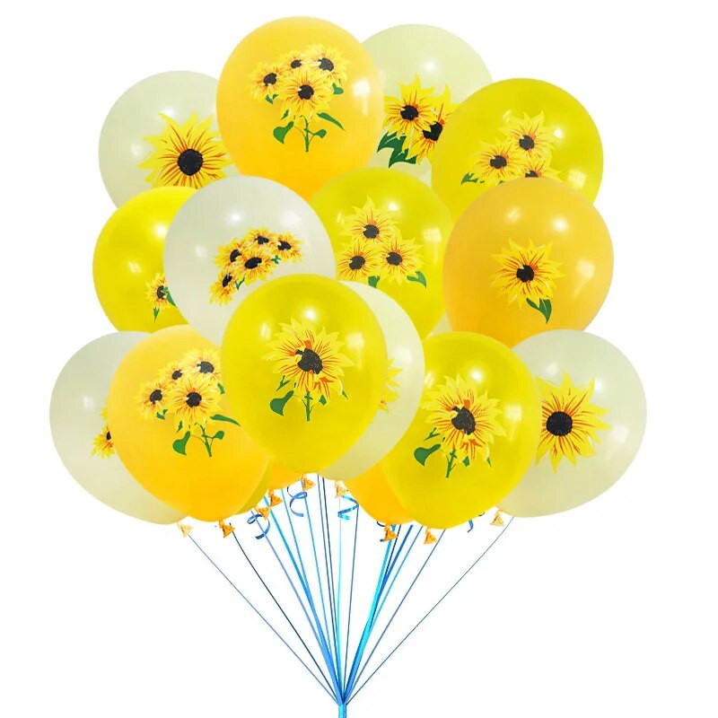 Saulėgrąžų teminiai vakarėlio balionai, gimtadienio dekoravimas, saulėgrąžų balionai, 9 vnt.