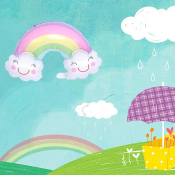 1/2 τμχ Big Rainbow Smile White Cloud Foil Μπαλόνι Διακόσμηση για πάρτι γενεθλίων Παιδικό παιχνίδι μπαλόνι διακόσμηση σπιτιού Helium Globos Baby Shower